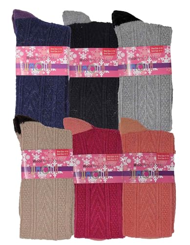 Boot Socks Women (6 Pairs pack) Knee High Cable Knit Winter Wool Socks2