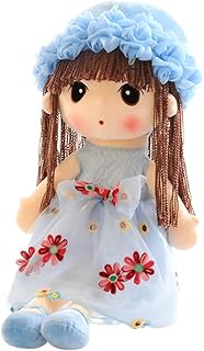 Hpory Girls Fluffy Rag Doll Plush Stuffed Toy, Fairy Rag Dolls for Girls with Flower Skirt Hat, Cute Princess Plush Doll Soft First Baby Doll Fairy Dolls Rag Dolls Gift for Girlfriend Kids