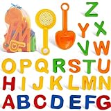 Liberty Imports ABC Alphabet Beach Sand Mold Toy Set for Kids with 26 Letter Molds, Shovel, Sifter (Colors Vary) - Compatible with Kinetic Sand