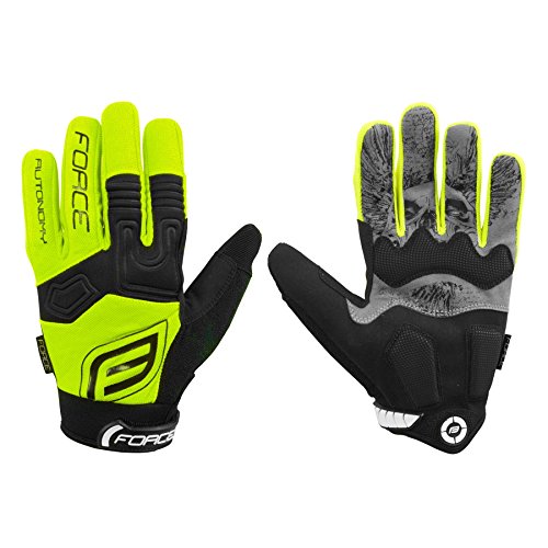 Force Bicicleta Guante Autonomy, Largo Dedo Guantes, Gel Grip Guante, Gelb-Fluo