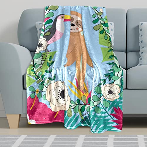 Couverture en peluche microfibre jungle tropicale paresseux - 6
