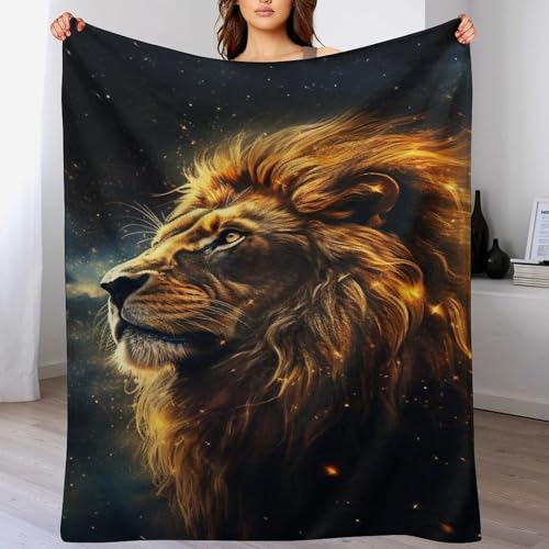 AAPZY Premium Wohndecke - Löwe Decke Flannel - Extra Weiche TV- Decke Vier Jahreszeiten Wohndecke Dicke Couchdecke Für Bett/Sofa （180×200cm）