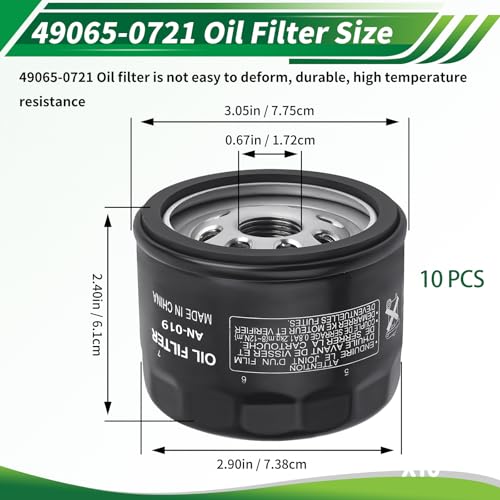 Image of 49065-0721 Oil Filter 49065-7007 Compatible with Kawasaki FR691V FR651V FR730V FX600V FX691V FX730V FS730 FS730V FS600V FS691V FS651V Engine,12 050 01 1205001-s AM125424 km-49065-0721(10 PCS)