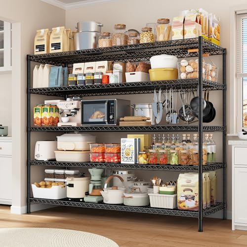REIBII-3200LBS-Storage-Shelves-555-W-Garage-Shelving-Heavy-Duty-5-Tier-Adjustable-Wire-Shelving-Unit-Metal-Shelving-for-Garage-Pantry-Commercial-Basement555-W-X-18D-X-71-H