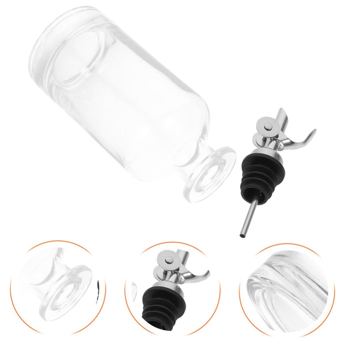 TOYANDONA Juego de 2 Botellas Dispensadoras de Aceite y Vinagre de Vidrio y Acero Inoxidable 500ml Tapa Antigoteo para Cocina y Condimentos
