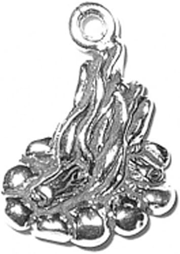 Abalorio de fuego de campamento de plata de ley Artículo #3573, Plata esterlina, No es una piedra preciosa