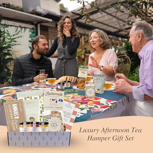 Afternoon Tea Hamper Gift Set – Includes Tea Bags, Shortbread, Almond Thins, Fudge, Peanut Clusters & Mini Jams – Afternoon Tea Gift, Hampers & Gourmet Gifts for Women, Christmas Tea Hamper Food Gifts - Image 5