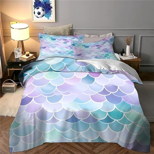 Parure de lit sirène 3D idée cadeau lit simple 135x200cm