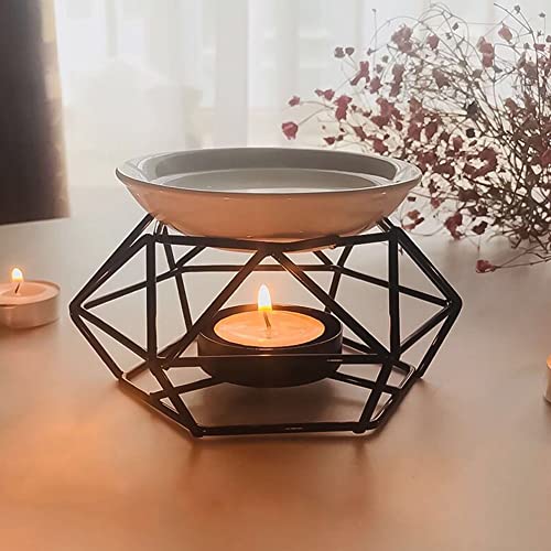 XFLYP Candle Aroma Burner, Metal Essential Oil Burner Wax Melt Burner with Ceramic Bowl - Image 2