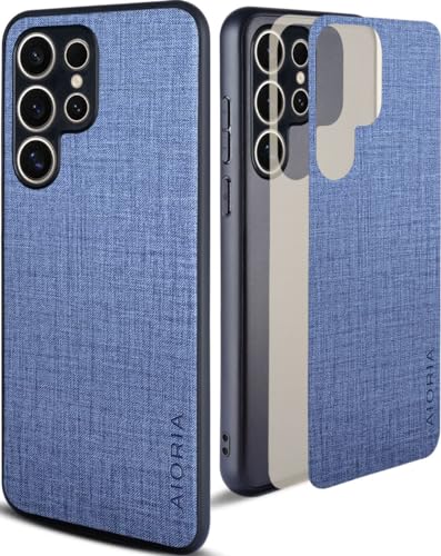 Aioria �݊��� �P�[�X for Samsung Galaxy S24 Ultra ���n�p�^�[�����U�[�����ɕی쏃�F�X�}�z�P�[�X (Blue, S24 Ultra)