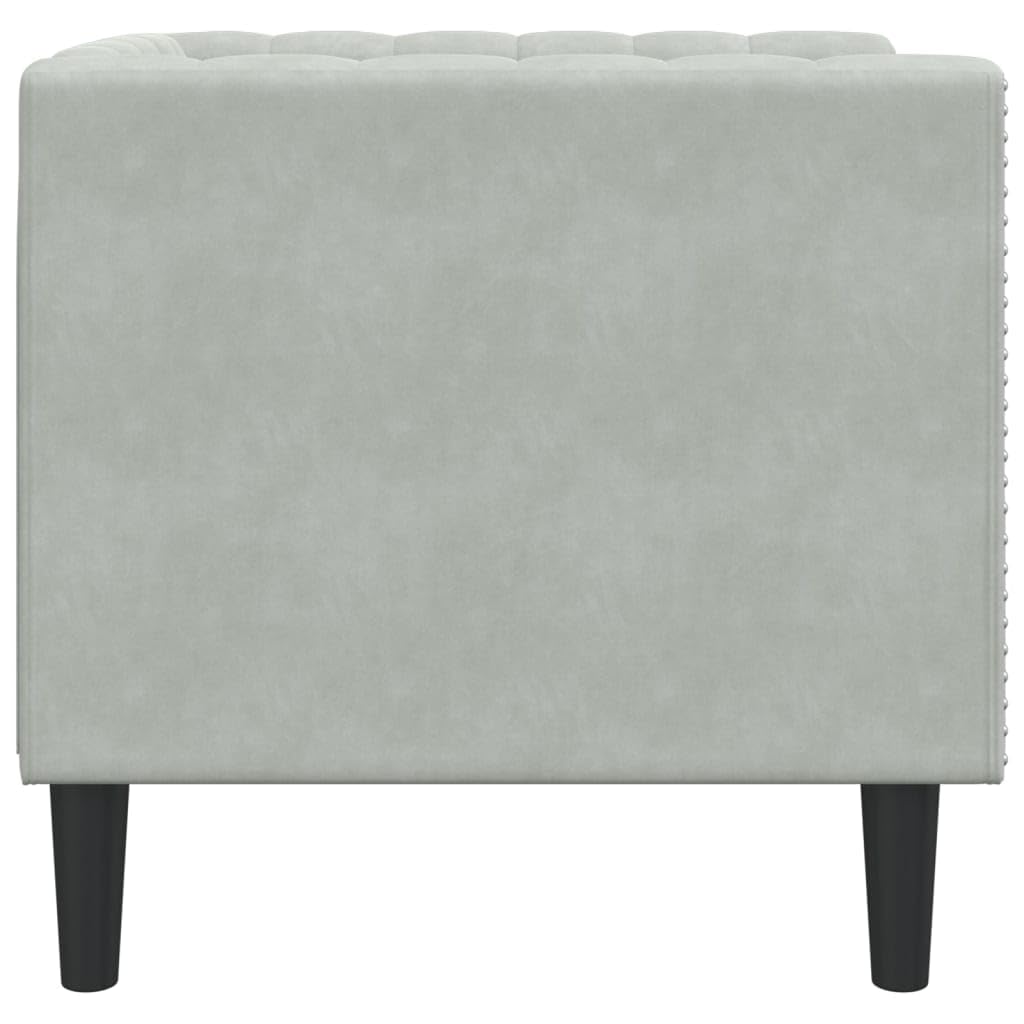Chesterfield fotel z aksamitu, jasnoszary, 71 x 74,5 x 70,5 cm, tapicerowany fotel do salonu, biura, sypialni, wygodny mebel do siedzenia, elegancki design, wytrzymała sofa