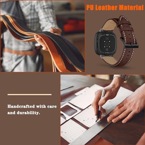 KoGiio Strap Compatible with Fitbit Versa 4/Versa 3/Sense 2/Sense Strap, PU Leather Adjustable Watch Band - Image 3