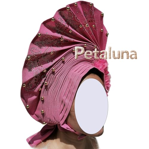 Africa Nigeria Headscarf Fashion Women Ankara Style Suitable For Church Wedding Party (pink, 22.44in-22.83in Freely adjustable)4