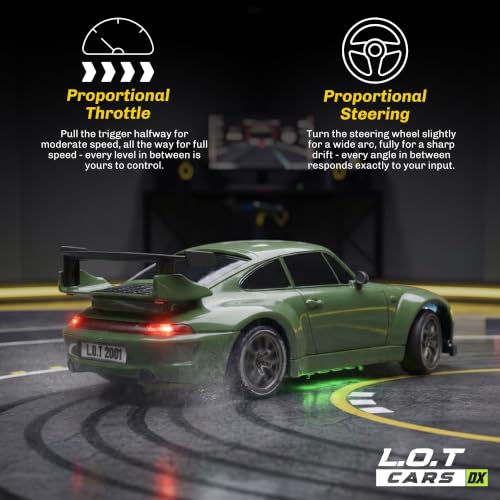 Image of L.O.T TOYS Flare Premium RC Drift Car | 4WD 20Kmph with Boost Mode, 2.4Ghz Long Range Remote, Hard Shell Body, LED Headlights, Race-Ready Build (Burnout Green)