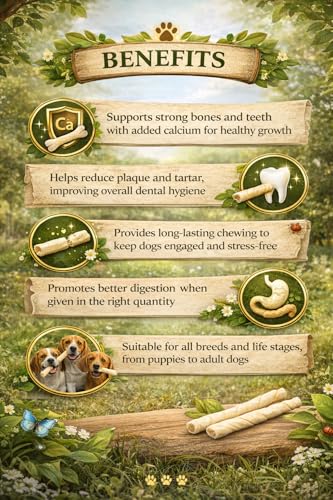 Image of ADB Creations Chicken Flavour Dogs Chew Stick, 900G Milky Rawhide Calcium Twisted Treats, Teeth Cleaning & Bone Support Snacks for Adult Dogs and Puppies