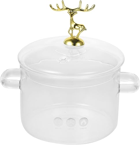 Olla de sopa de borosilicato con alce de Navidad, olla de fideos de cocina transparente, olla de sopa transparente para el hogar, olla de cocina con