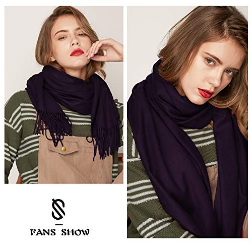 SOJOS Women Large Soft Cashmere Feel Pashmina Shawls Wraps Winter Scarf SC304 with Eggplant