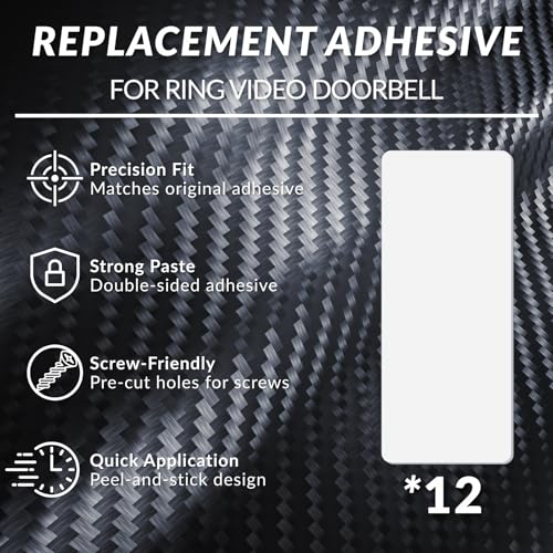 Image of 12PCS Double Sided Tape for Ring Video Doorbell (2nd Gen) Mounting Tape - Pre-Cut Double-Sided Tape | No Drilling, No Screws | Ultra-Strong Adhesive for Wood, Brick, Metal & Painted Walls