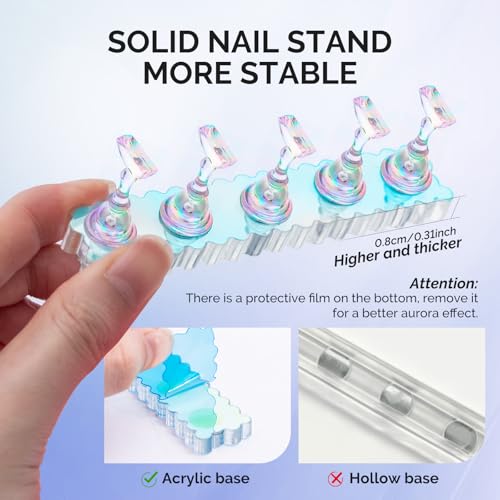 Image of MelodySusie 2-Set Nail Stand for Press Ons Acrylic Base for Practice, Blue