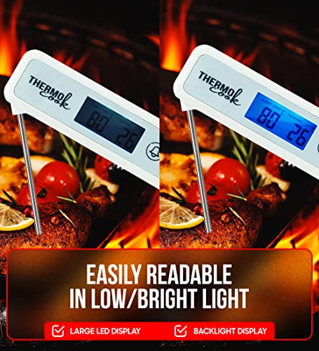 Digital Meat Thermometer For Cooking Instant Accurate Read Food Thermometer For Bbq Grill Smoker Oil Fry Candy - White #TOP4