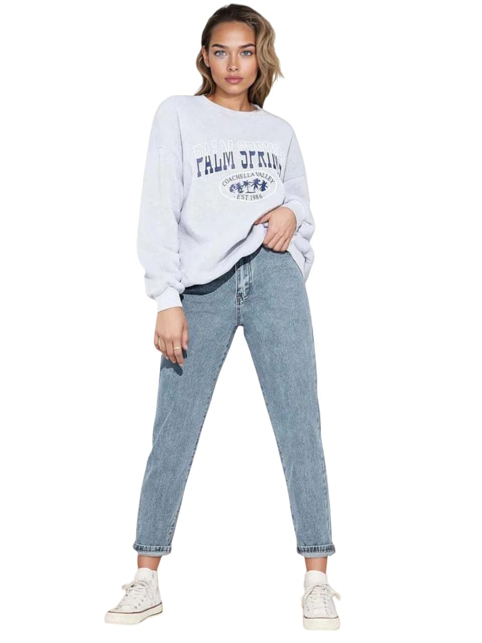 KOTTY Womens High Rise Cotton Blend Ankle Length Relaxed Fit for Casual Wear Jeans