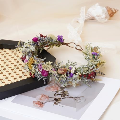 Corona de flores secas para cabello niña miniatura 1