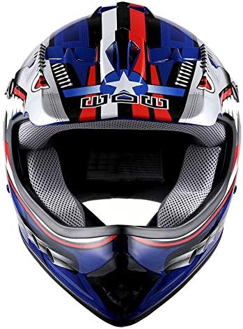 Miniatura 4 de 1Storm Casco de motocross juvenil para niños, casco de motocicleta azul tiburón + gafas + guante azul juvenil MG