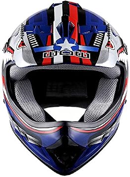 1Storm Youth Motocross Helmet Kids Motorcycle Bike Helmet Shark Blue + Goggles + MG Youth Blue Glove Bundle