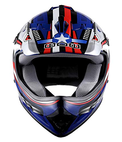 WOW Youth Kids Motocross BMX MX ATV Dirt Bike Helmet Shark Blue