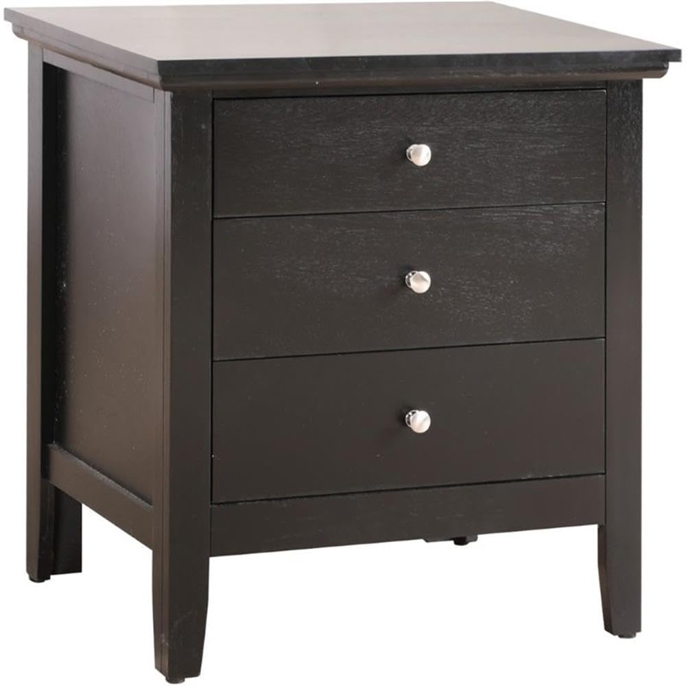 Glory Furniture Hammond 3 Drawer Nightstand in Black
