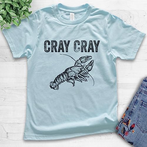 EVERTREE CLOTHING Cray Cray Shirt, Youth Kids Girl Boy T-Shirt, Crayfish Shirt, Fishing Shirt, Funny Fish Shirt2