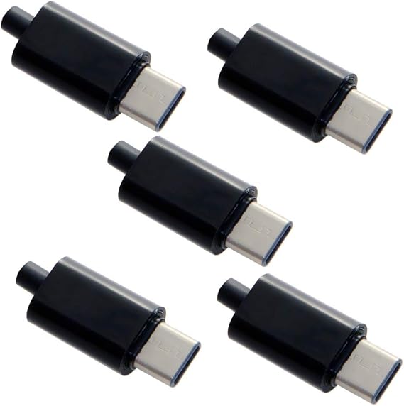 chenyang 5 Pack USB C DIY Connector USB 3.1 Type C 24Pin Male Plug Port Repair Replacement Solder Adapter with PCB Board Black Housing