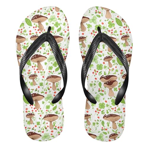 Burbuja Brown Mushrooms Flip Flops for Women Men, Soft Thong Sandals Rubber Slippers for Pool Beach Essentials