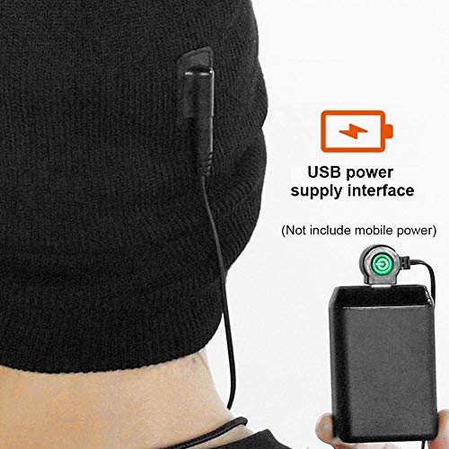 Faxiang Smart Hat Men Women Rechargeable Heated Knit Cap Three-Speed Adjustable Black #TOP3