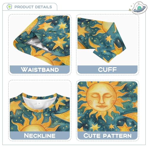 Golden Sun Moon Stars Boho Little Boys Sweatshirt Hoodie Long Sleeve Fall Tops Shirts Camping 4T3