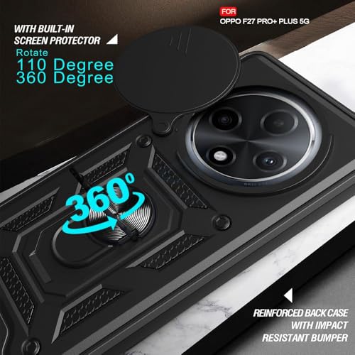 Image of AIBEX Back Cover for Oppo F27 Pro Plus 5G | D10 Tough Armor Case | Sliding Camera Shield | 360 Protection | Kickstand Ring Holder | Military-Grade Shockproof Bumper Case