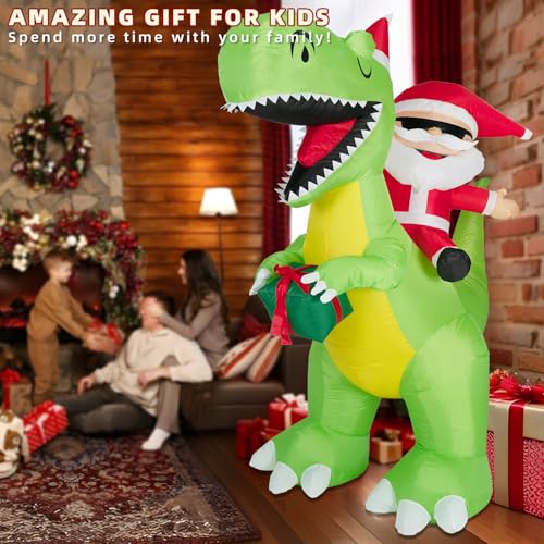 Aufblasbarer Weihnachtsmann auf Dinosaurier – Bild 8
