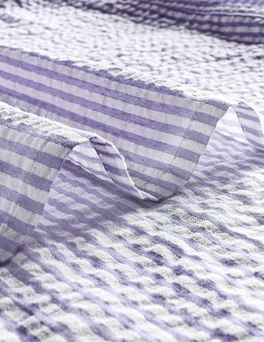 Image of VATPAVE Mens Striped Summer Shirt Casual Button Down Short Sleeve Beach Shirts Cotton Shirts for Men