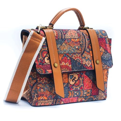 DeCarbonize Sac à main en liège pour femme Mini Courrier Design vintage, Crossbody, Sac à bandoulière Cuir végétalien durable, 3.3 Liter