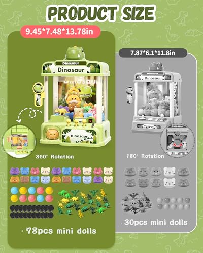 Image of STACTCUTE 78PCS Large Dinosaur Claw Machine for Kids,No Assembly Required | Electronic Arcade Game with Music & Lights, Vending Machine Toy Prize Dispenser - Birthday Gift for Boys & Girls Age 3+