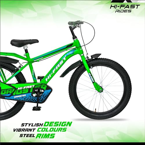 Image of HI-FAST Gangster 20T Cycle for Boys & Girls 7 to 10 Years with Tyre-Tube & Side Stand (Semi-Assembled) 20 Inches,Road Bike, Rigid