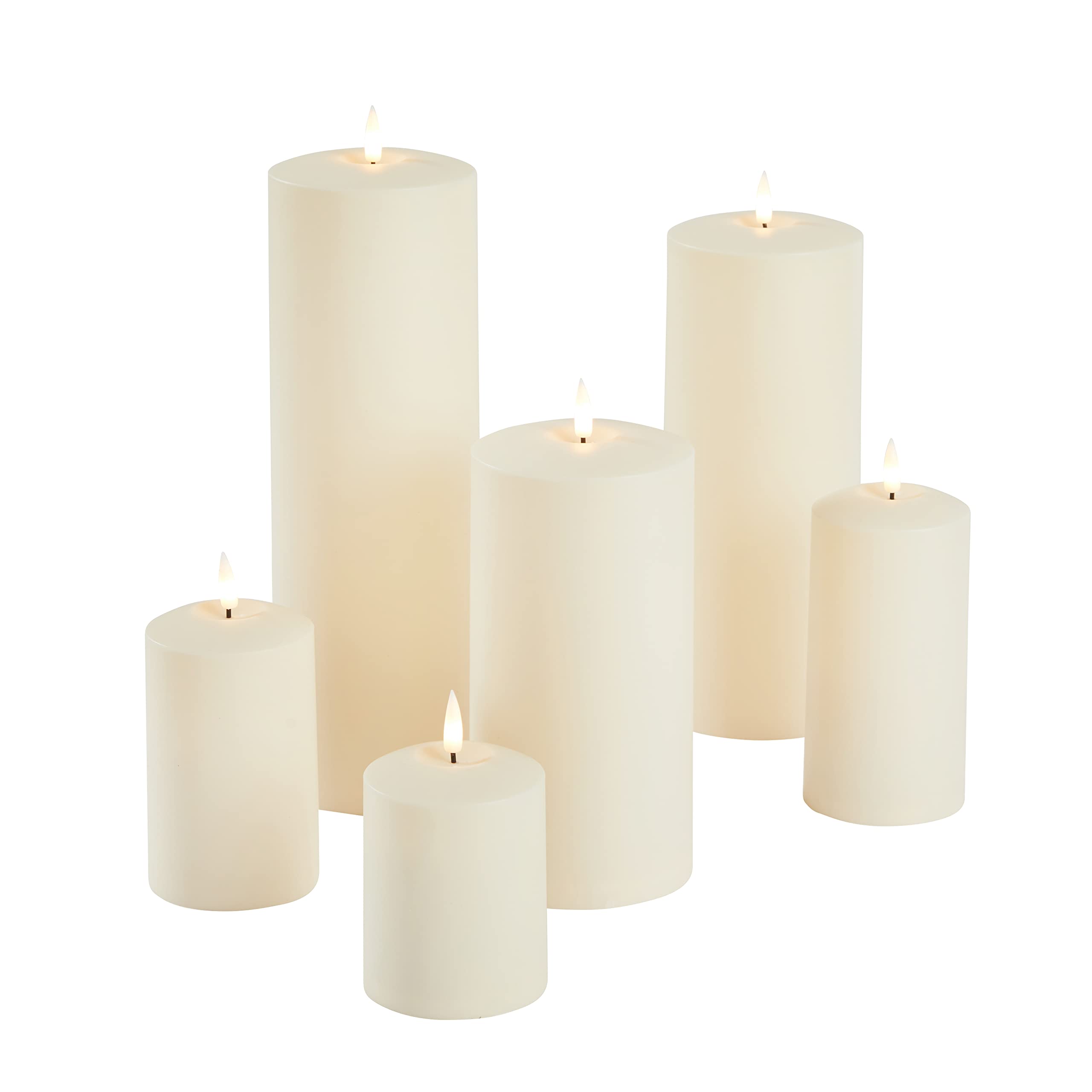 Lights4fun 6er Set TruGlow® Kerzen für Außen mit warmweißer LED Flamme und Timer Garten Deko Balkon