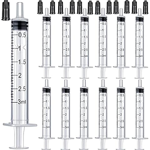 50 Pack 3ML Plastic Syringe Luer Slip with Cap, Great for Measuring, Refilling Watering and Pets Feeding, Not-Sterile (3ML) Cover
