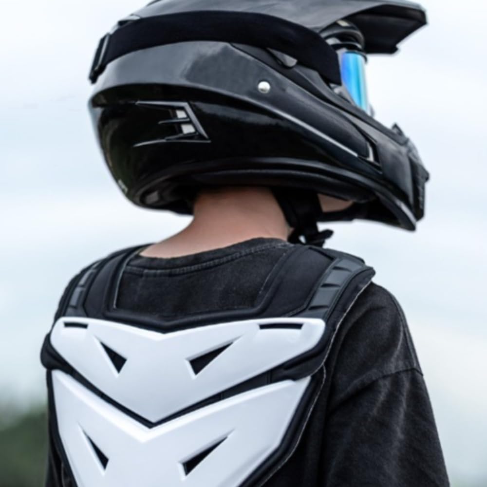 Gilet protettivo per il petto da moto, nero, guscio in polipropilene con bolle d'urto in cotone, cinghie regolabili, 47 x 46 cm