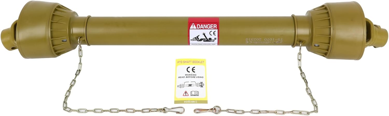 Yellow PTO Shaft, ACZCR 1-3/8" PTO Drive Shaft 6 Splines End Round End PTO Driveline Shaft, 42"-68" PTO Shaft, Series 5 PTO Shaft without Slip Clutch for Bush Hog/Finish Mower