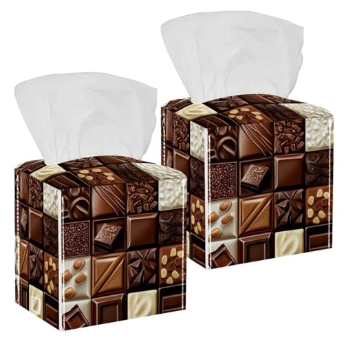 2 juegos de varios chocolates amargos (1) soporte para pañuelos, 5 x 5 x 5 pulgadas