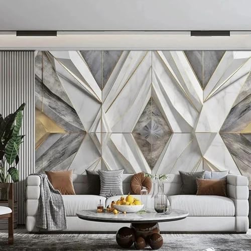 Papier peint 3D marbre géométrique pour masquer les défauts des murs