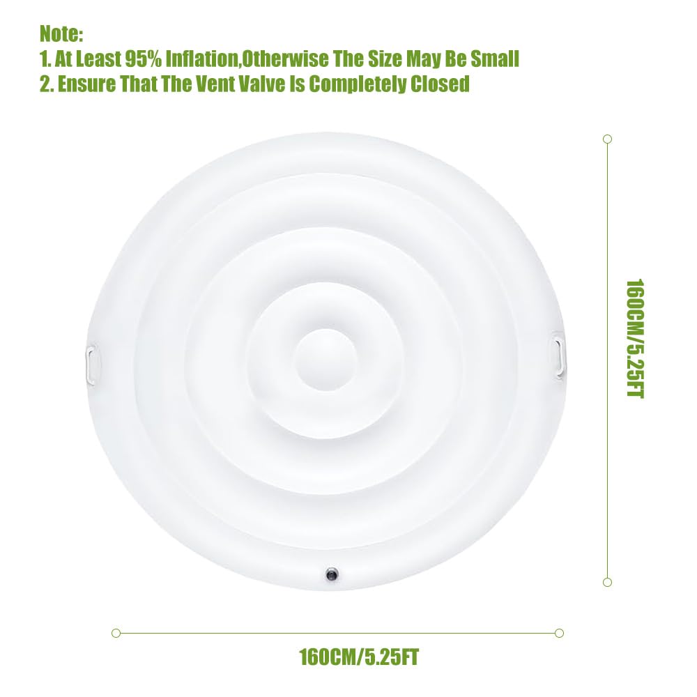 Cubierta Inflable para Bañera de Hidromasaje, 160cm Tapa Aislada para SPA, Redonda Exterior Tapa de SPA, Cubierta de Hidromasaje con Dos Asas, para La Mayoría Bañeras (Round Blanco)