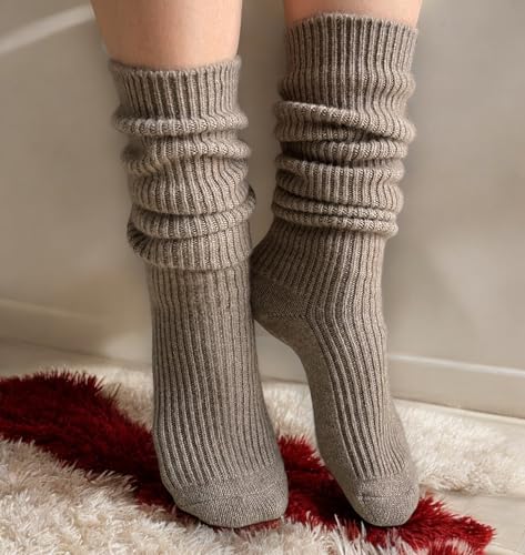 Zaya Knee-High Luxury Pure Cashmere Socks - Made from Un-dyed Organic Mongolian Cashmere Heavenly soft Cozy Winter Fashion2