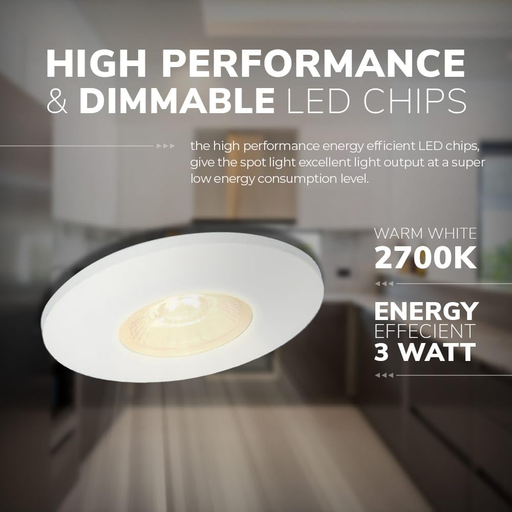 HOFTRONIC - 6er LED Einbaustrahler 230V Pavo Dimmbar Weiß 2700K Warmweiß Einbaustrahler Flach (Einbautiefe 12mm) LED Deckenleuchte IP44 für Badezimmer, Küche - Mini Möbeleinbauleuchten
